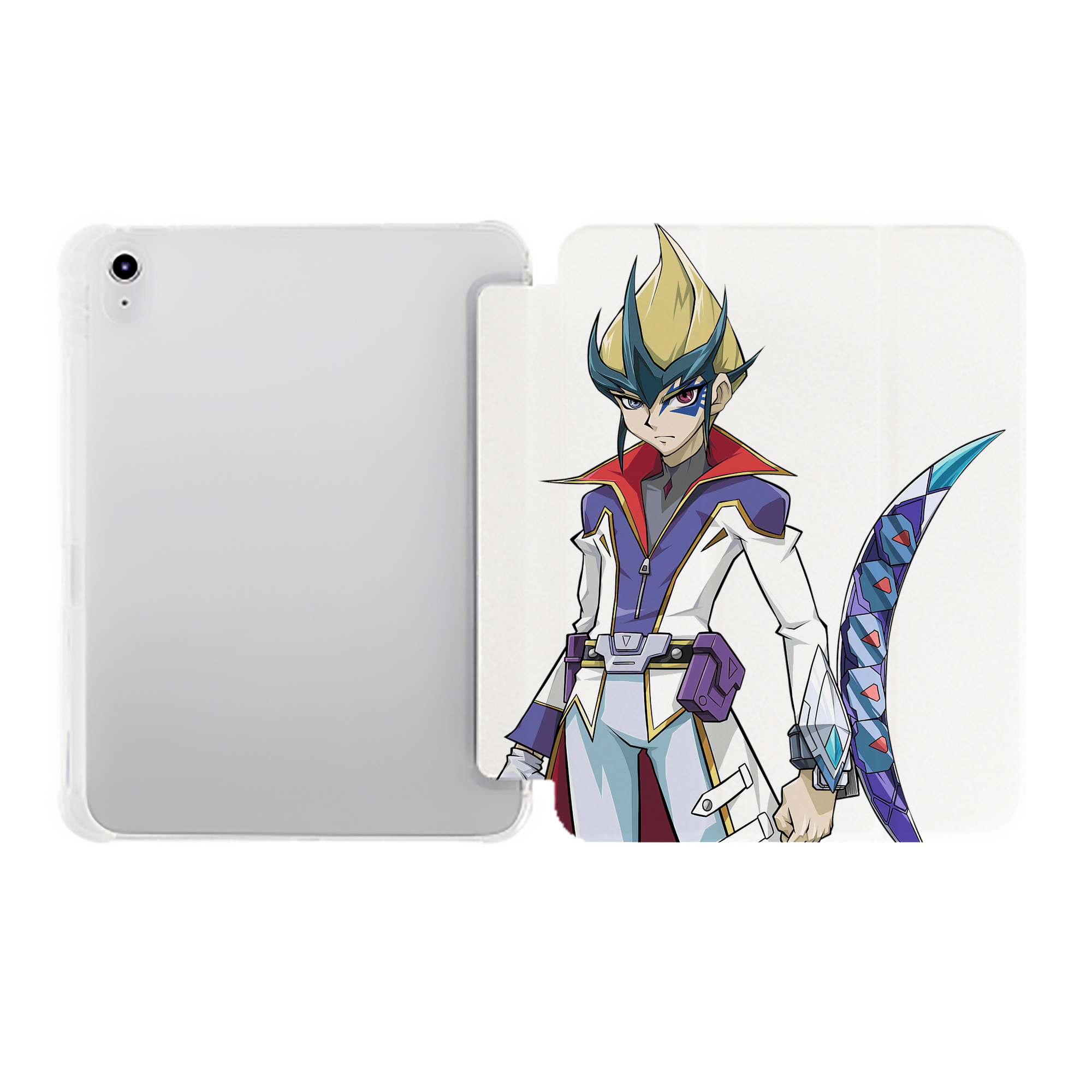 （画像用） 遊☆戯☆王 Yu-Gi-Oh! IPad ケース ペン収納付き 三つ折りスタンド PUレザー×シリコン 対応機種9.5/10.5/10.9インチ
